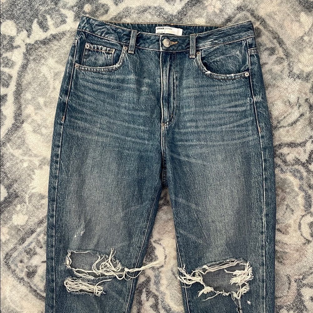Garage Blue Distressed Mom Jeans